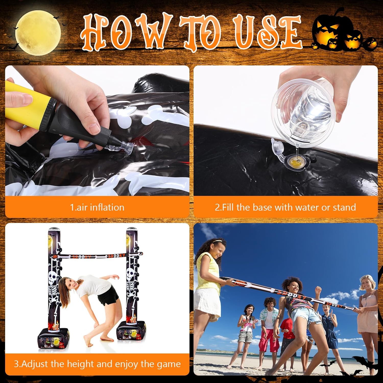 Skeleen Halloween Inflatable Limbo Game - Carnival Limbo Stick - Inflatable Game For Indoor/Outdoor Lawn & Yard Party Games