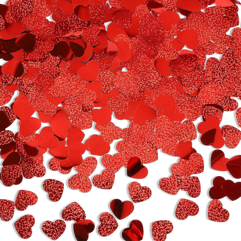 600Pcs Valentines Day Heart Confetti, Red Glitter Valentines Confetti