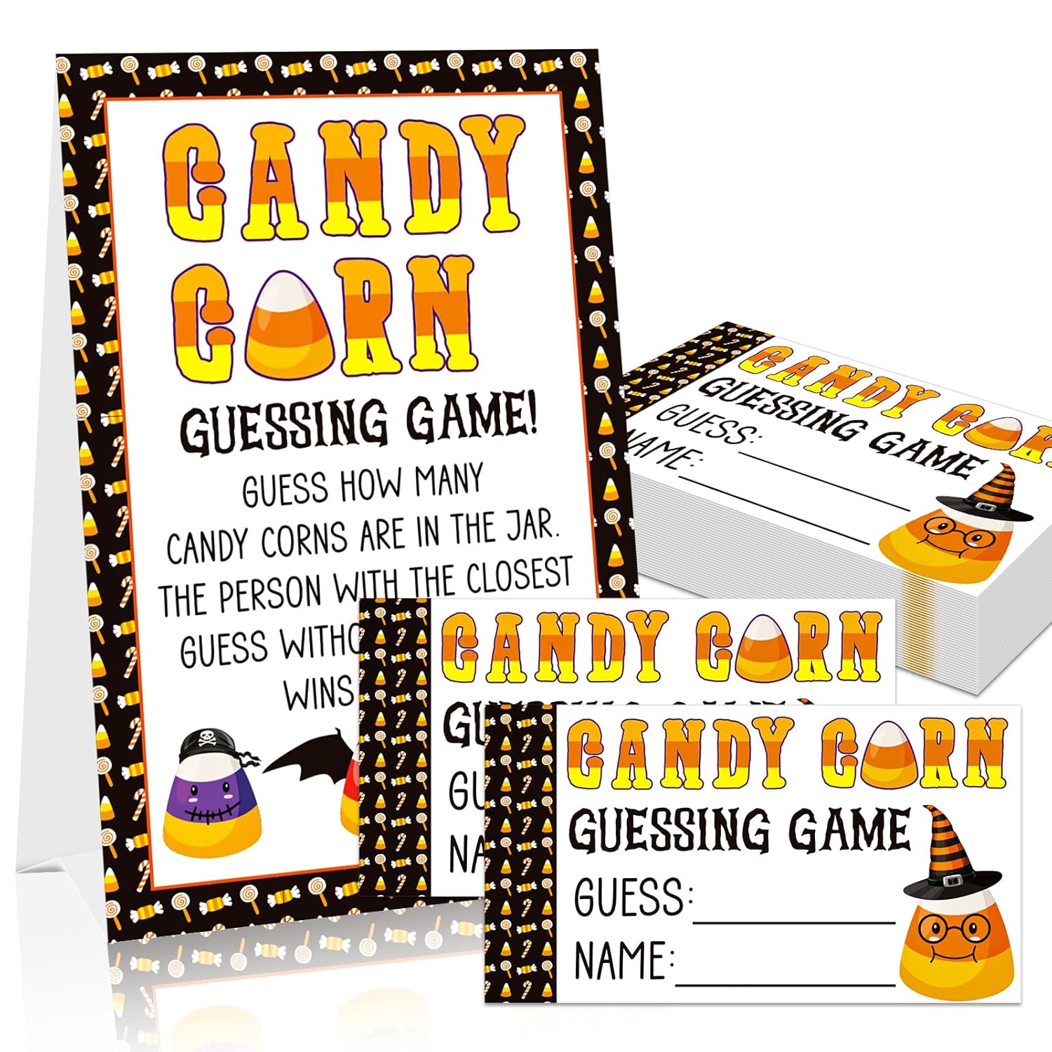 Guess How Many Candies Halloween Game - Guess How Many Candy Party Game For Adults Women 50 Candies Guessing Games Cards For Halloween Baby Shower Party Favors Supplies