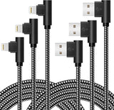 3 Pack 3FT 6FT 10FT MFi Certified Right Angle Lightning Cable Nylon Braided iPhone Cord