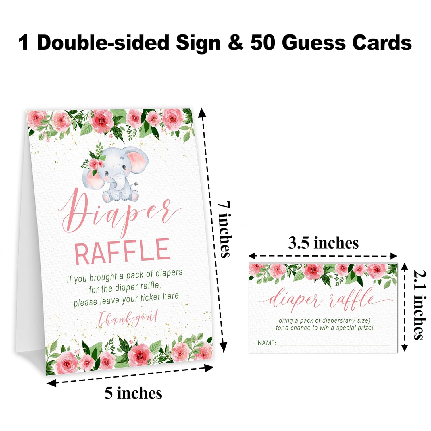 Spring Floral Diaper Raffle Tickets, Baby In Bloom Baby Shower Games For Gender Reveal, Party Decorations & Supplies, 1 Sign & 50 Cards Set-A02
