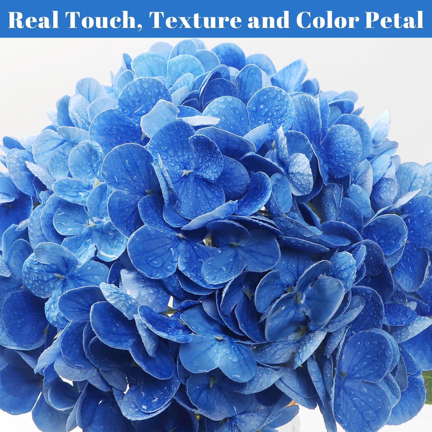 Hydrangea Artificial Flowers, 22” Real Touch Lifelike Latex Hydrangeas, Large Faux Hydrangea For Home Decor Wedding Bouquets, Royalblue, 3Pcs
