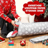2 Pcs Christmas Wrapping Paper Storage Bags 40 Inch Snowflake Gift Wrapping Paper Organizer Storage Containers For Crafts Poster Tools, Christmas Wrap Holder, 600D Oxford