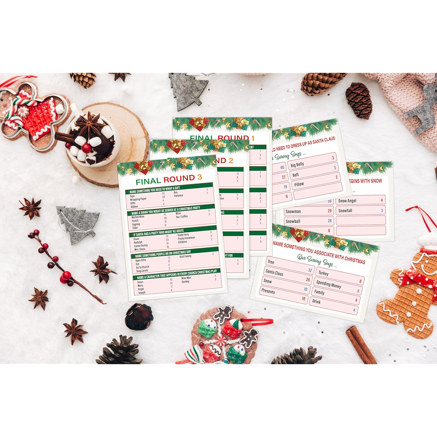 Christmas Friendly Feud Game Set, Friendly Feud Quiz, Family Feud Quiz, Baby Shower Game, Family Games For Adults, Christmas Games Xmas Holiday Winter Party Supplies-L007
