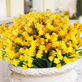 Artificial Fake Flowers, 16 Bundles Outdoor Uv Resistant Greenery Shrubs Plants Indoor Outside Hanging Planter Home Garden Decorating (Yellow-Daffodil)