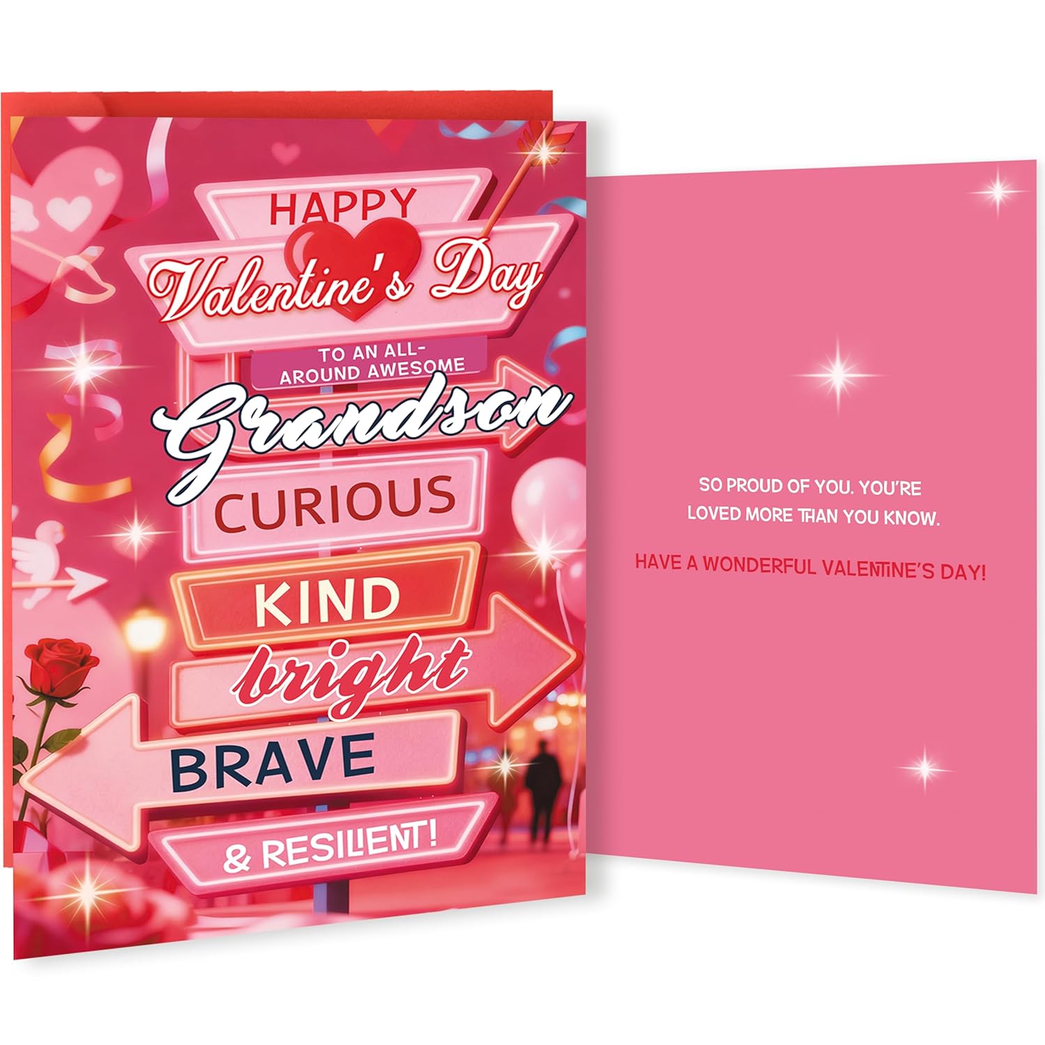 Unique Grandson Valentine'S Card,Valentines Day Card Gift For Grandson From Grandma Grandpa