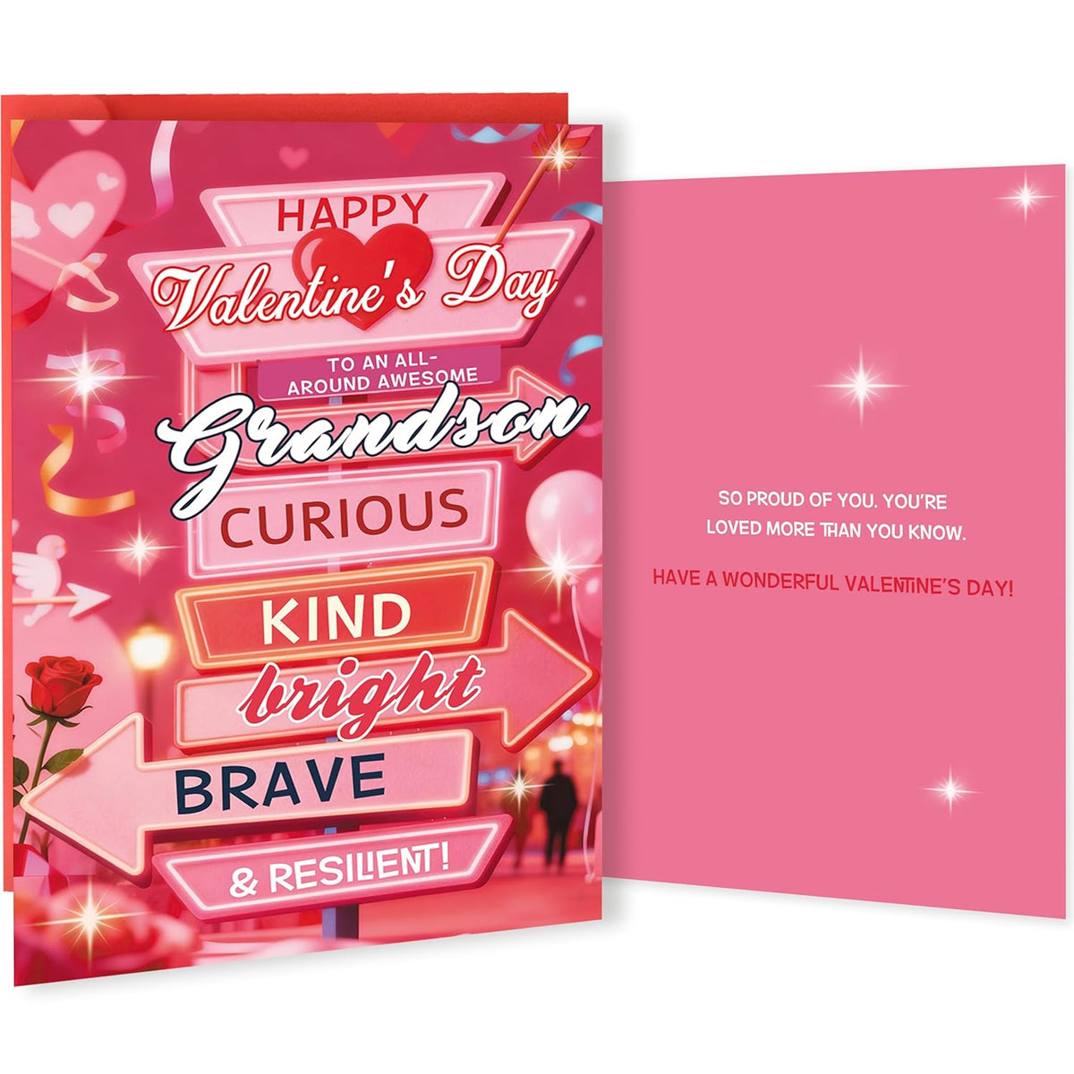Unique Grandson Valentine'S Card,Valentines Day Card Gift For Grandson From Grandma Grandpa