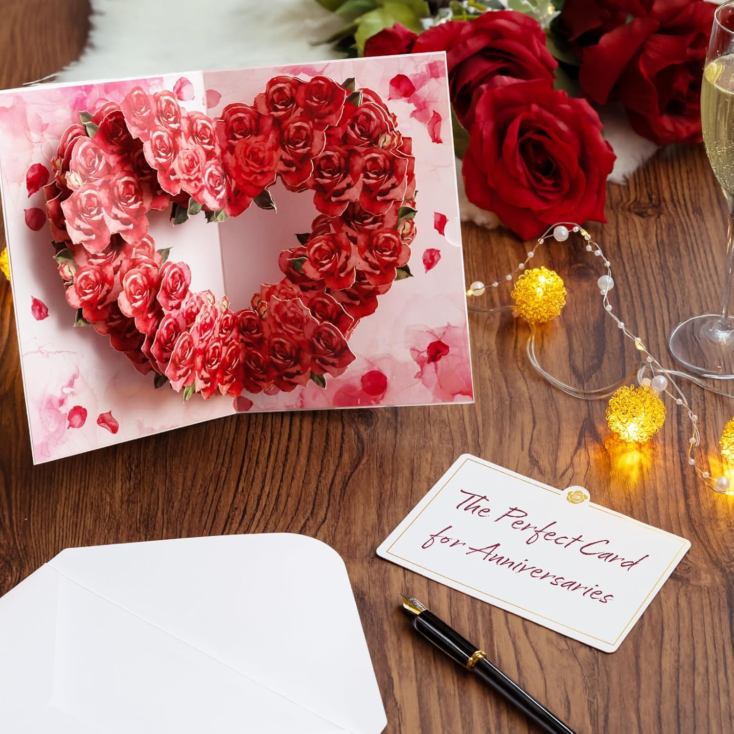 3D Pop-Up Rose Card | With Slide-Out Message Note | Handcrafted Floral Design | Romantic Greeting Card For Valentine’S Day, Anniversaries, Birthdays, Weddings & Special Moments | Designed In Japan