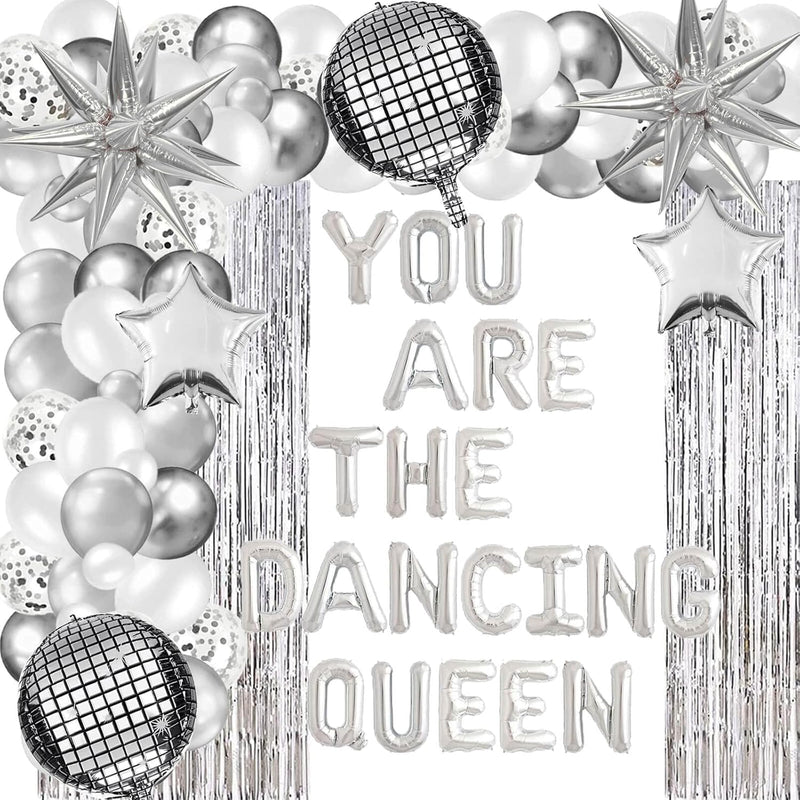 130Pcs Dancing Queen Bachelorette Party Decorations Silver You Are The