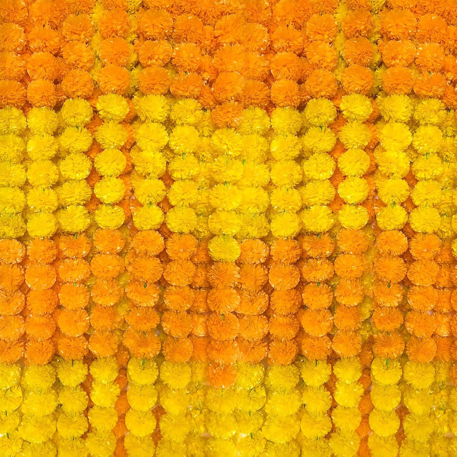 4Pcs Marigold Flowers 5 Feet Artificial Yellow Orange Marigold Garland For Decoration Indian Pooja Diwali Home Wedding Mantle Decor