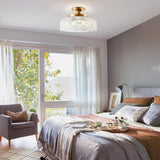 12 Inch Gold Globe Glass Ceiling Light 3 Light Semi Flush Mount Fixture