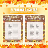 142 Pcs Thanksgiving Baby Shower Games Set - 130 Fall Baby Shower Game Activity Cards With 12 Pencils For Thanksgiving Pumpkin Autumn Party Favors - Rustic Gender Reveal Party Neutral