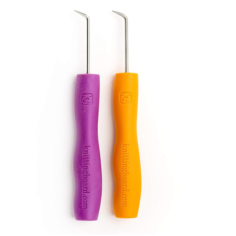 Akb Purple And Orange Ergonomic Loom Knit Hook, 2 Pack