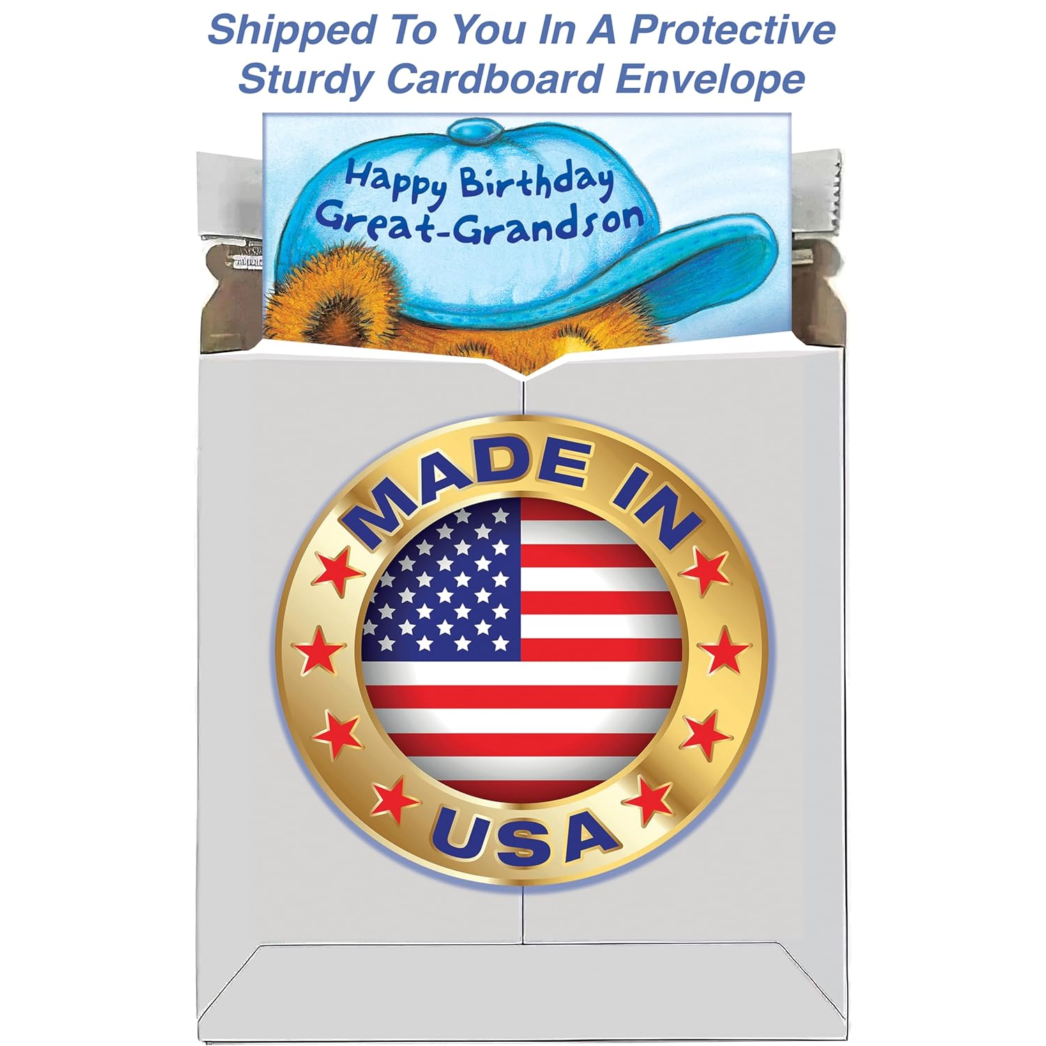 Great-Grandson Birthday Card - Large Card Opens To 10" X 7.75" - Made In Chicago - Premium Envelope Included & Shipped In Extra Sturdy Mailer 95816