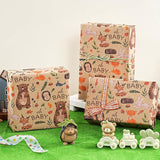 Kraft Jungle Baby Shower Wrapping Paper Roll - Mini Roll - 17 Inch X 16.5 Feet - Oh Baby And Little Woodland Animal Wrapping Paper For Baby Shower, Kids Girls Boys Birthday