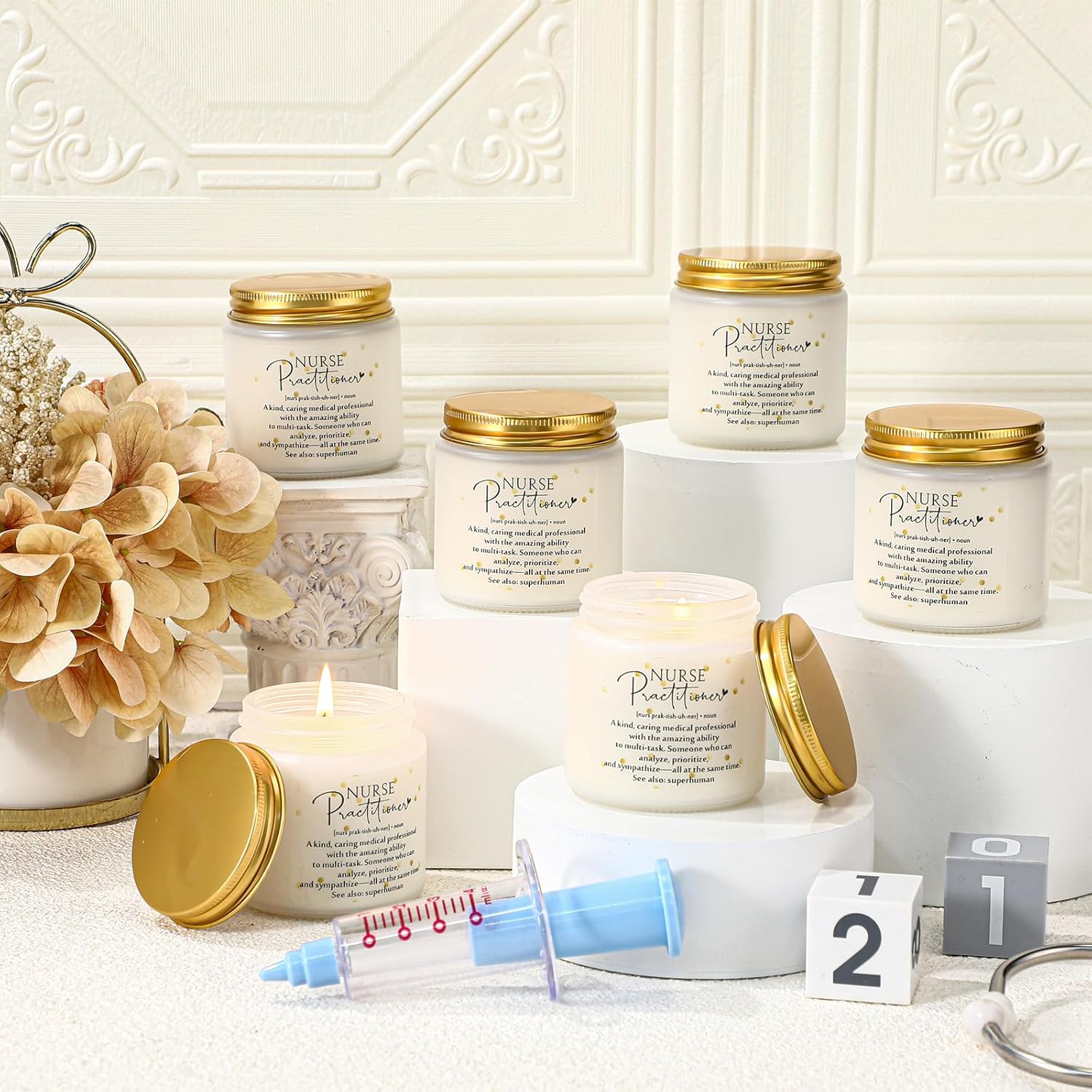 6 Pcs Nurse Practitioner Appreciation Gifts Scented Candles Bulk 3.5 Oz Soy Wax Jar Scents Nurse Week Gift For Nurses Medical Office Team Group Coworkers
