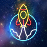 Rocket Neon Sign LED Space Theme Wall Light USB Powered Bedroom Gaming Room Decor for Teen Boys