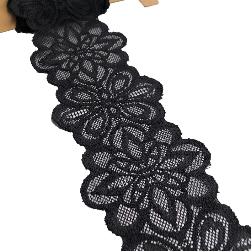 Olive Lace Black 3 Inches Wide Stretchy Lace For Bridal Wedding Decorations ,