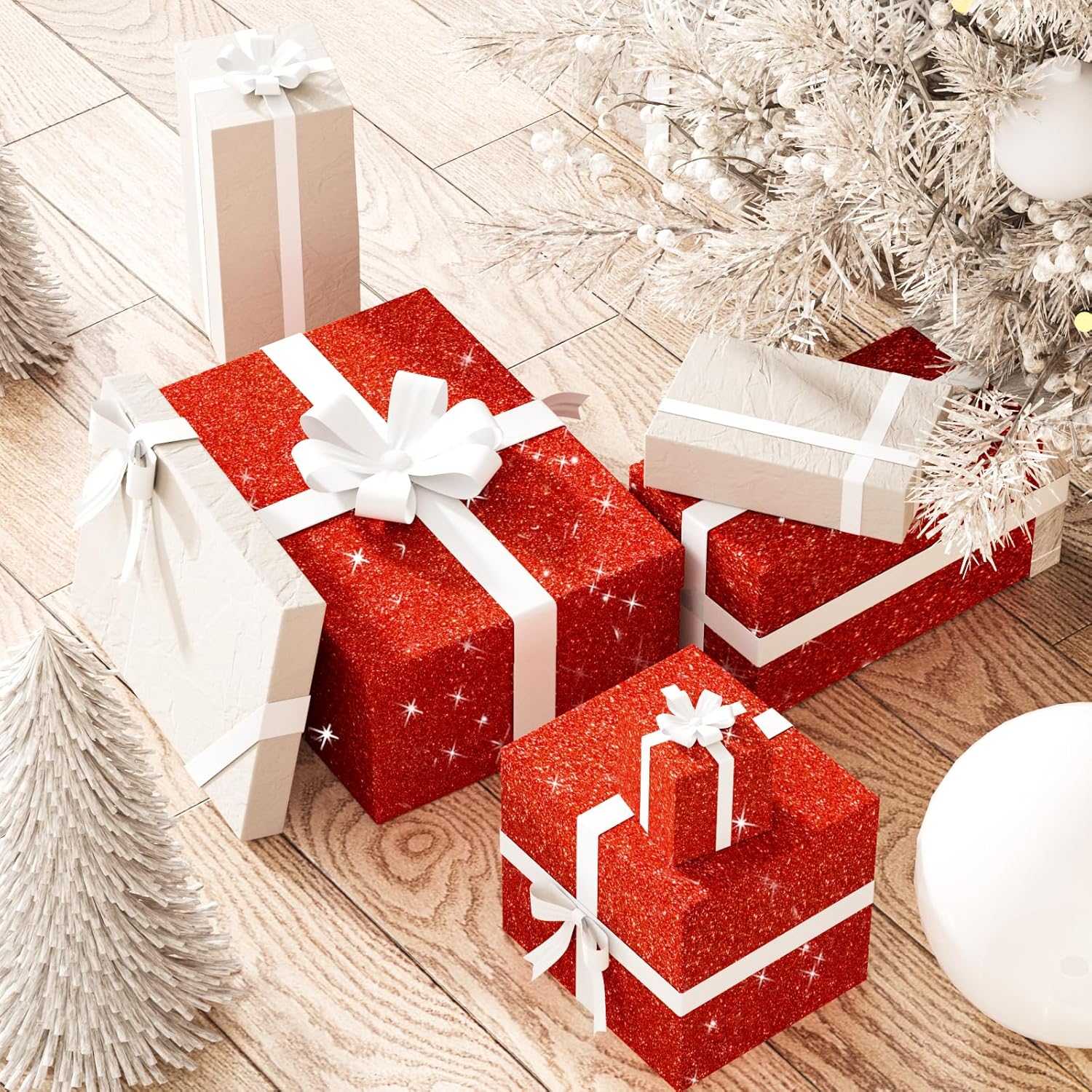 Red Glitter Wallpaper Stick And Peel Glitter Fabric Wallpaper Roll 15.7"X118" Self Adhesive Removable Red Contact Paper For Cabinets Sparkle Wall Paper For Diy Christmas Fridge Bedroom Wall