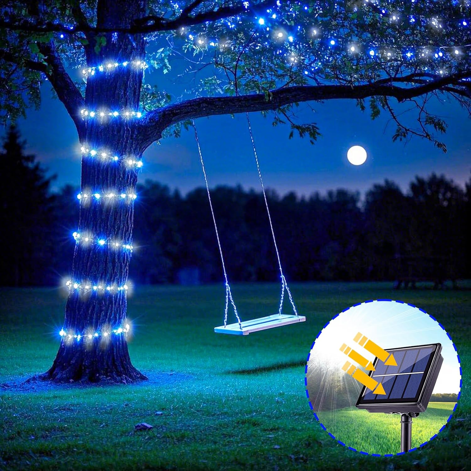 Solar Christmas Lights Outdoor Waterproof Total 66Ft 200 Led Solar Twinkle Lights For Outside Clear Wire, 8 Modes Solar