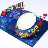 Love You To The Moon And Back Pop Up Card, Astronaus, Heart, Star, 3D Popup Greeting Cards, Gift For Valentines, Birthday, Mothers Day, Anniversary, 5X7 - Includes Envelope And Message Note