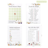 4 Fun Bridal Shower Games For 60 Guests - Wedding Games Includes Bingo, Emoji Guessing, Bride Trivia(Would She Rather), He Said She Said Bridal Game, Love Is In Bloom Wildflower Design