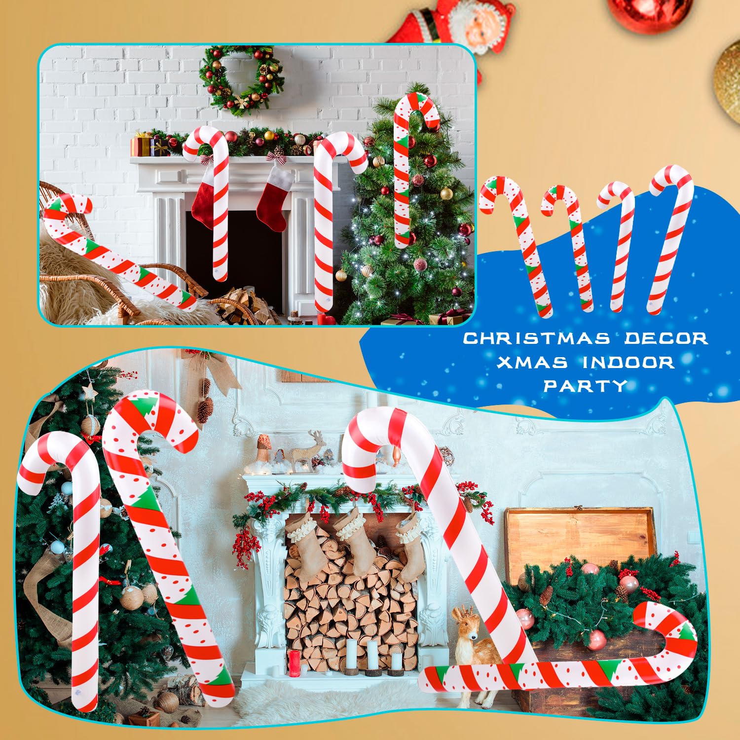 8 Pieces 47 Inch 35 Inch Inflatable Christmas Candy Canes Blow Up Candy Canes Balloon For Indoor And Outdoor Xmas Party