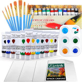 Acrylic Paint Set,Paint Set With 10 Paint Brushes12 Color 12Ml Acrylic Paint,1 Palettes And 4 Pcs Canvas For Students, Artists And Beginner Art Supplies