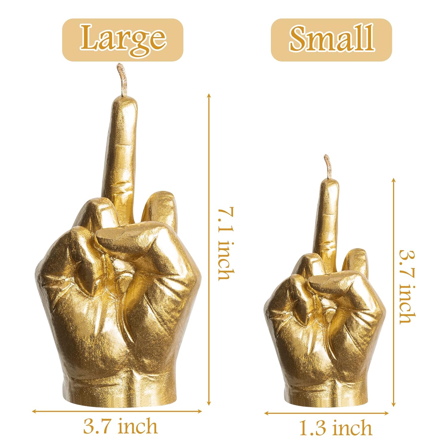 Middle Finger Scented Candle Gold Large Size Danish Pastel Room Decor Pine Aromatherapy Candle Long Lasting Natural Soy Wax Hand Gesture Fragrance Candlestick For Home Room Supplies 7.1” X 3.7”