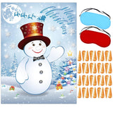 Pin The Nose On The Snowman Christmas Party Games, Christmas Party Decorations Include Large Poster With Blindfold 36Pcs Nose Stickers For Xmas Activities Holiday Party Supplies