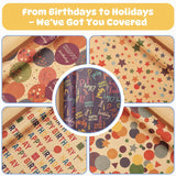 Birthday Wrapping Paper, 5 Rolls Kraft Gift Wrap For Birthday, Party, Holiday, Baby Shower, Recyclable Wrapping Paper Girl Boy Kids Adult, 17 Inch X 9.8 Feet