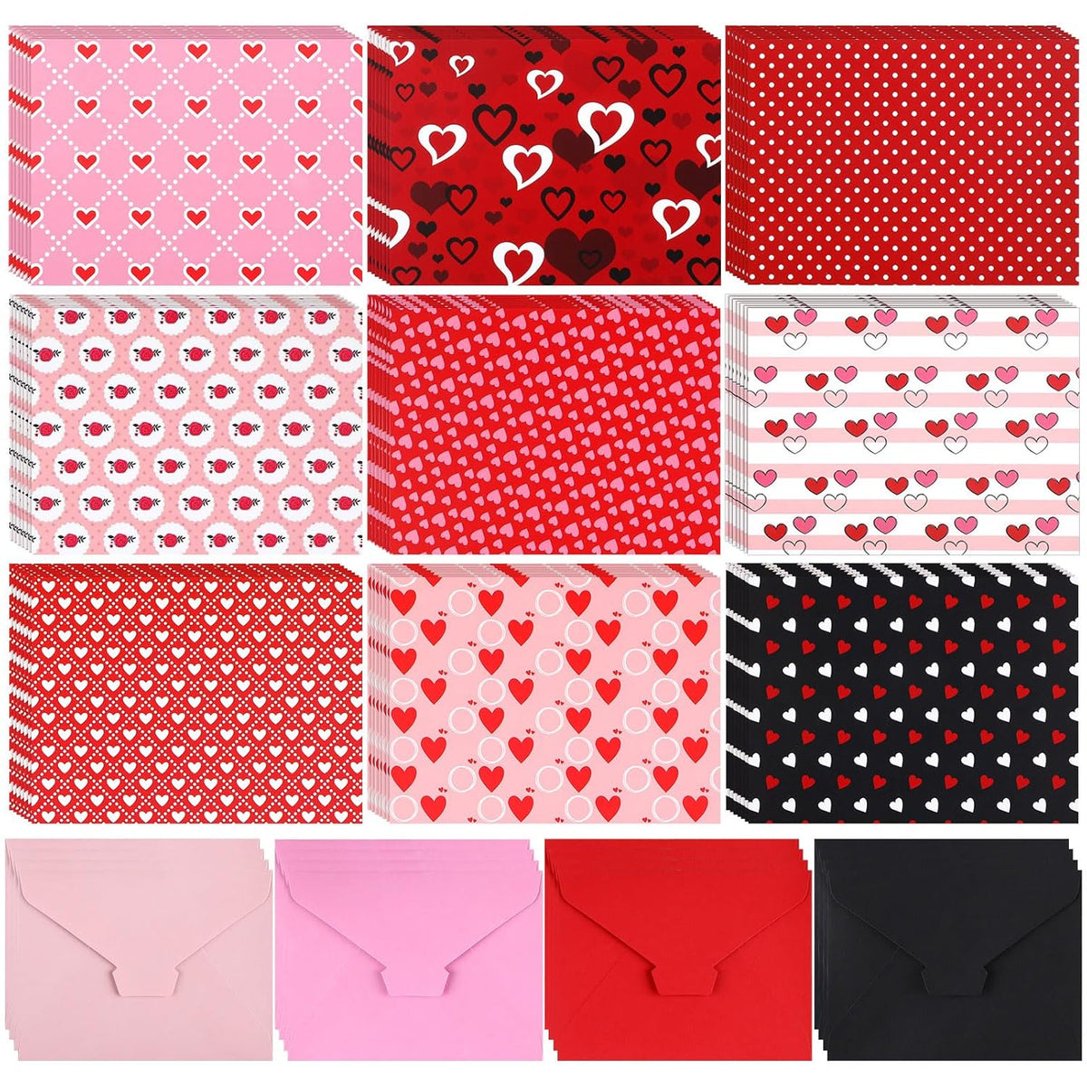 63 Sets Valentine Cards With Envelopes Bulk Colorful Heart Day 3.9 X 5.3 Inch Valentines Day Gift Heartfelt Greeting Cards With 9 Designs