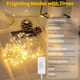2 Pack 16.4FT Rechargeable LED Fairy Lights Battery Operated Warm White Twinkle String Lights for Bedroom Christmas Holiday Party Home Decor