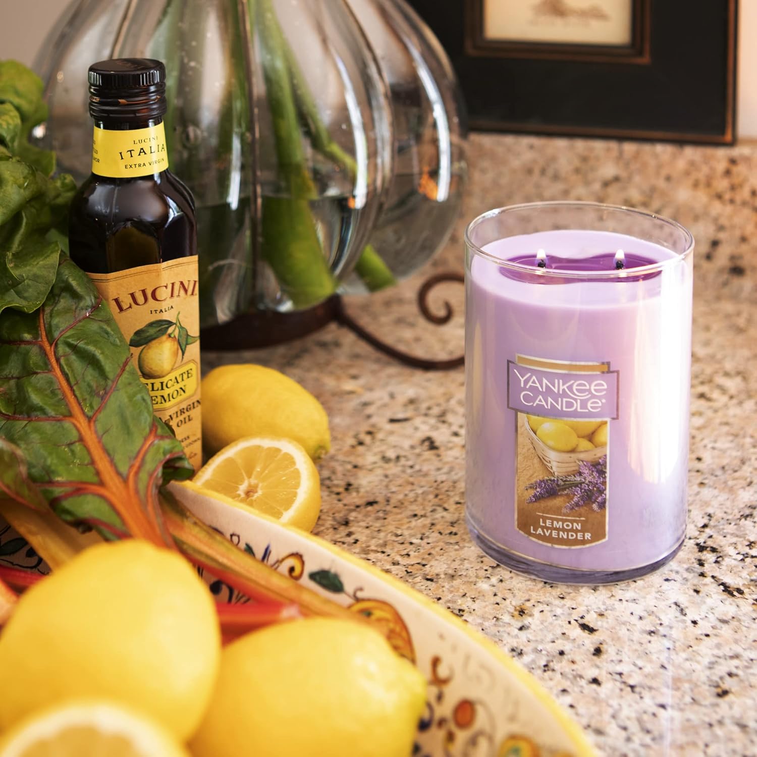 Yankee Candle Lemon Lavender Scented, Classic 22oz Large Tumbler 2-Wick Candle, Over 75 Hours of Burn Time, Ideal for Home Decor or Gifts (Pack of 2)