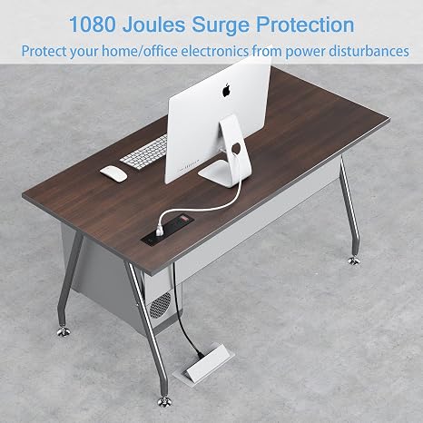 Recessed Power Strip 4 Outlets 2 USB Waterproof Furniture Desk Table Mount