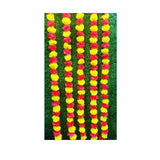 5 Pc - 5 Feet Artificial Marigold Garland Indian/American Wedding Party, Faux Garlands Wedding Garland, Diwali Decoration, Mantle Decoration, Diwali, Spring Bush Floral! (Magenta And Yellow)