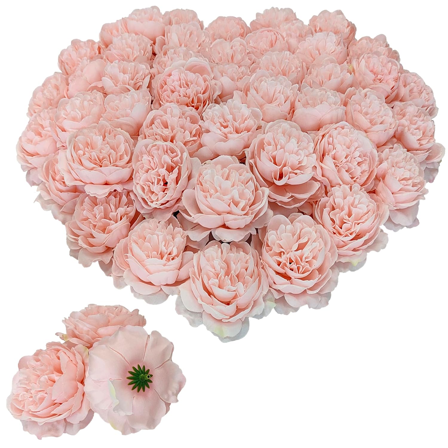 40 Pcs 3.3'' Fake Flower Heads For Craft,Rose Heads Artificial Flowers,Silk Rose Heads Bulk,Satin Rose Heads No Stem For Diy Flower Well,Crafts Bouquest (40, Blush)