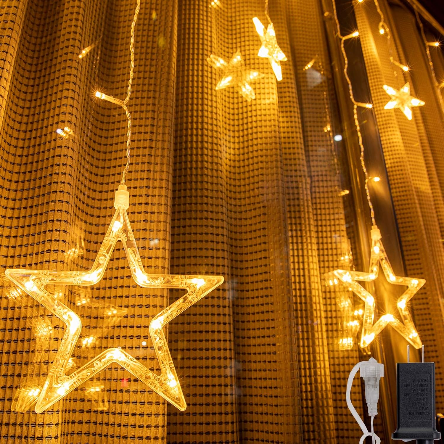 12 Stars 138 Leds Fairy Lights Star String Lights Star Curtain Lights 8 Modes For Christmas Wedding Home Garden Bedroom