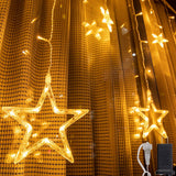12 Stars 138 Leds Fairy Lights Star String Lights Star Curtain Lights 8 Modes For Christmas Wedding Home Garden Bedroom