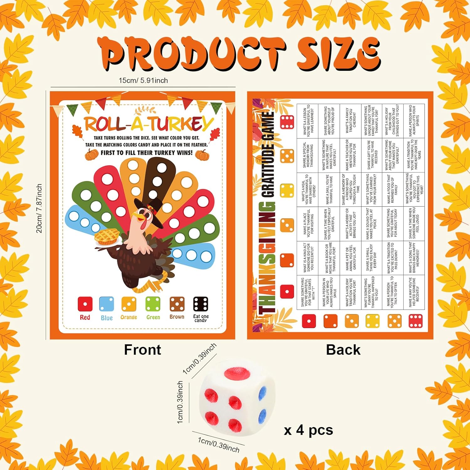52Pcs Thanksgiving Games For Family Party Adults Groups Activities, Thanksgiving Friendsgiving Games Trivia Word Search Turkey Dice Game Card Set Fall Harvest Party Supplies