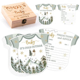 Winter Adventure Baby Shower Game - 50Pcs Baby It'S Cold Outside Winter Wonderland Snowflake Advice & Prediction Cards With Wooden Keepsake Box For Christmas Party Decor Supplies Gift