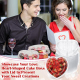 24 Pack Valentines Heart Shaped Food Storage Containers With Lid 16.9Oz Clear Plastic Cake Fruit Dessert Storage Box Containers Tray For Valentines Day Bakery Wedding Party Favor Packaging
