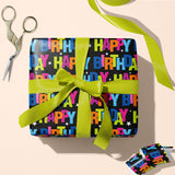 Gaming Birthday Wrapping Paper For Boys Girls Kids Baby Shower,Black Gift Wrapping Paper With Colorful Gamepad, Pink Headphones, Happy Birthday, Easy To Store, Not Rolled.