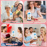 Galaxy Rose Forever Light Up - Galaxy Rose Gift For Mom, Artificial Eternal Forever Rose With Butterfly In Glass Dome, For Grandma Wife Daughter