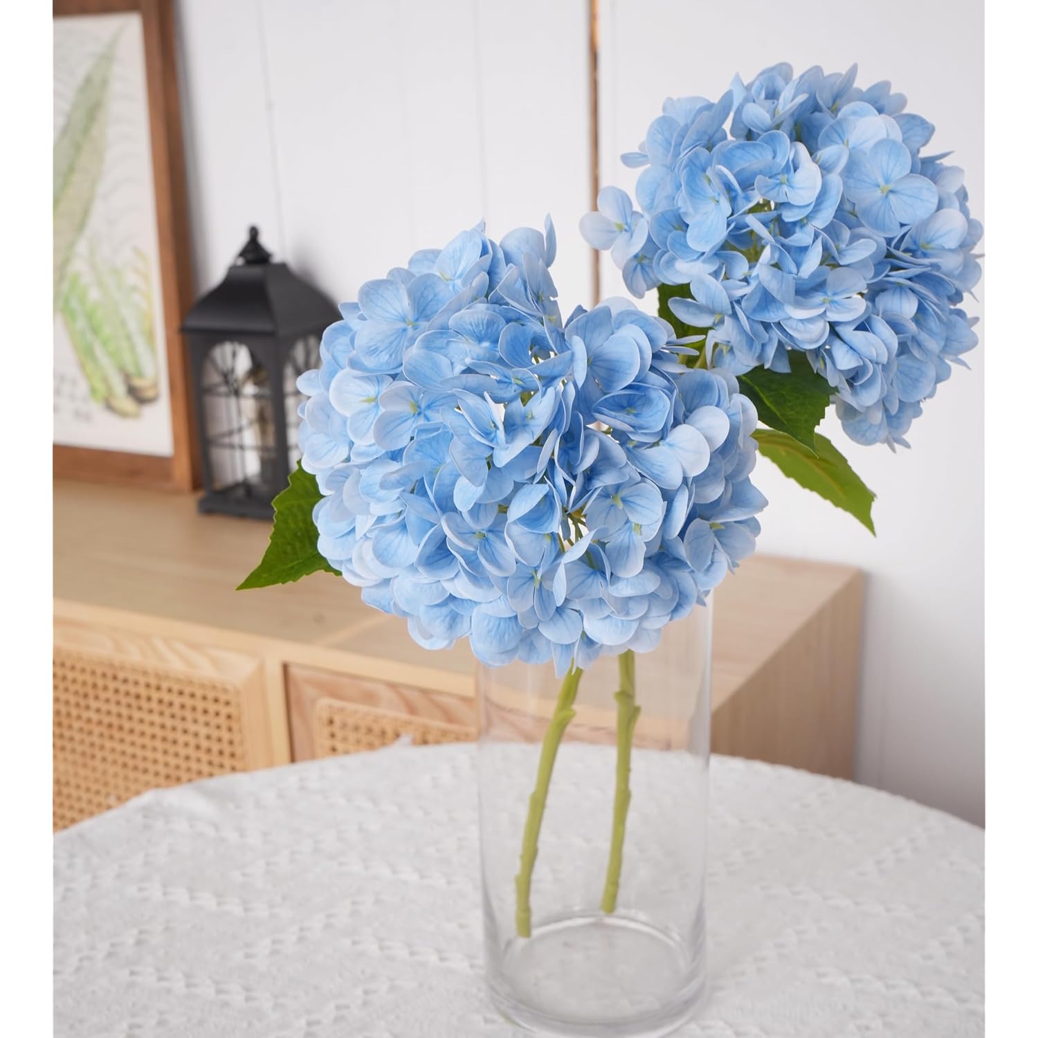 4 Pcs Fake Hydrangeas, 20'' Tall Large Bloom Latex Hydrangea Real Touch Faux Lifelike Silk Flowers Bouquet For Vase Filler Home Office Wedding Party Decor, Diy Floral Arrangement, Centerpieces