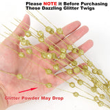 Gold Artificial Glitter Berry Stem Ornaments, 10 Pack 19.7 Inches Fake Christmas Picks Decorative Glitter Bead Sticks For Christmas Tree Diy Wreath Crafts Vase Gift Fireplace Holiday Home Decor