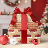 Reversible Kraft Vintage Christmas Wrapping Paper, Classic Truck & Hohoho Text Design For Christmas, Party, Holiday, Celebration, 17 Inch X 33 Feet