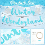 Light Up Winter Wonderland Banners Garland Snowflake Party Decorations For Christmas Glittery Holiday Garland For Winter Birthday Home Office Decor, 6.56 Feet