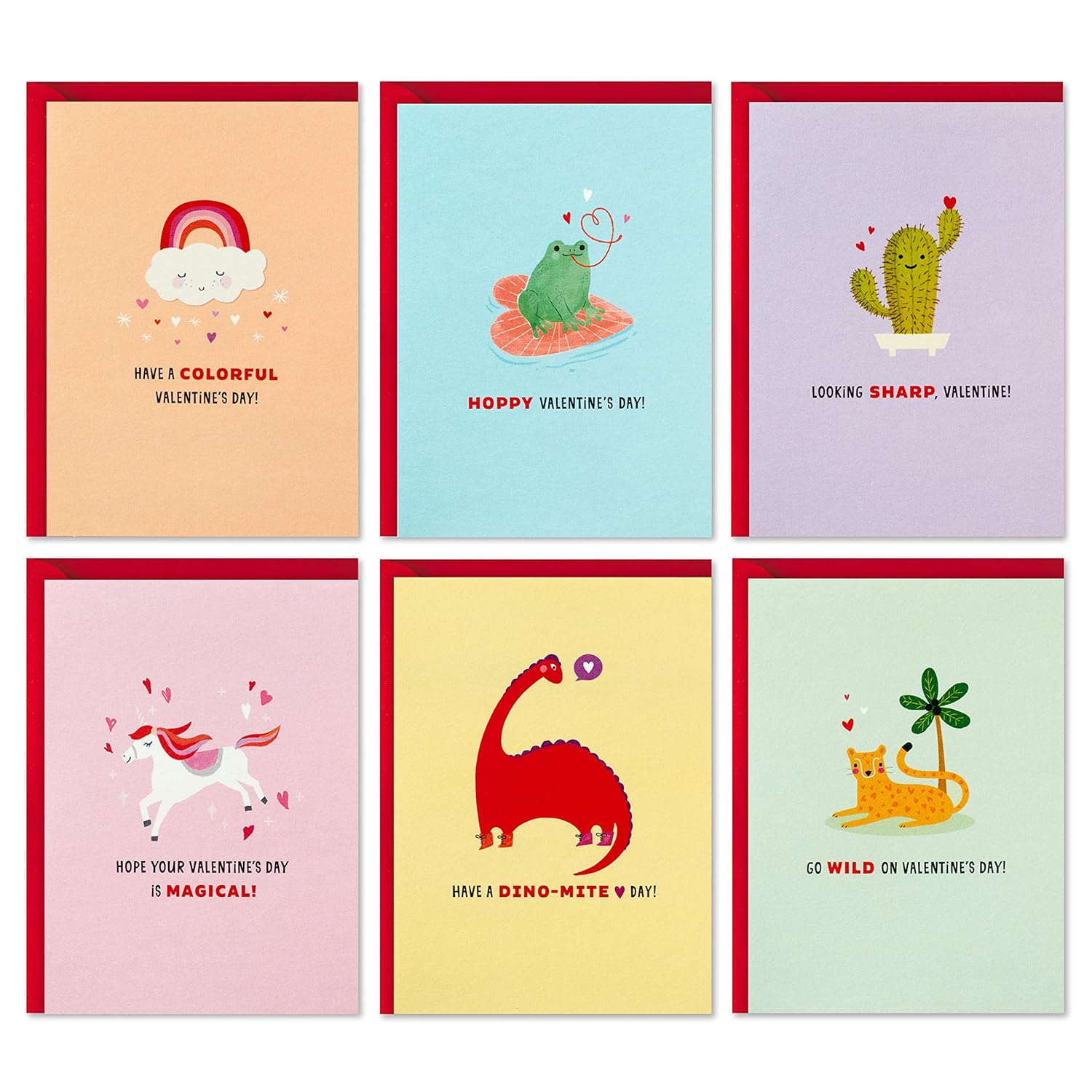 Hallmark Valentines Day Cards for Kids School, Animal Puns (36 Blank Classroom Valentines with Envelopes)