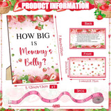 54 Pcs Strawberry Baby Shower Games A Berry Sweet Is On The Way Measure Belly Bump Party Games Include How Big Is Mommy'S Belly Sign 50 Guessing Cards 3 Measuring Tapes